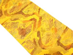 よろけ縞に壺・花鳥模様織り出し　名古屋帯